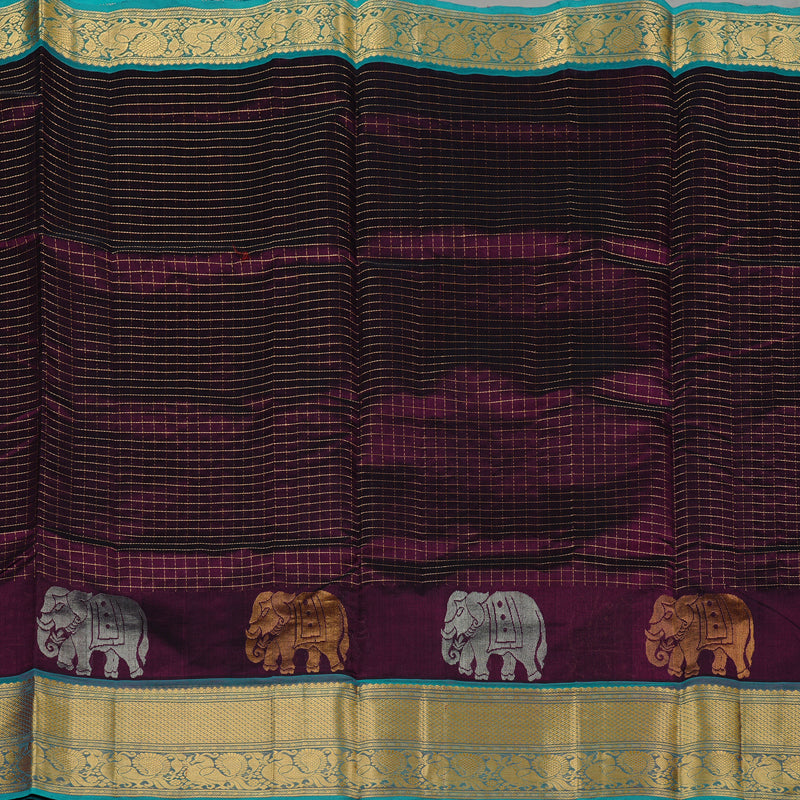 Hayagrivas Handloom Pure Silk Cotton Saree in Timeless Dark Purple KBE61D9-11