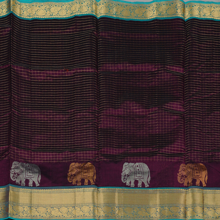 Hayagrivas Handloom Pure Silk Cotton Saree in Timeless Dark Purple KBE61D9-11