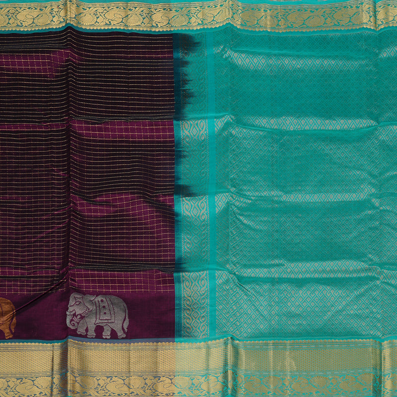 Hayagrivas Handloom Pure Silk Cotton Saree in Timeless Dark Purple KBE61D9-11