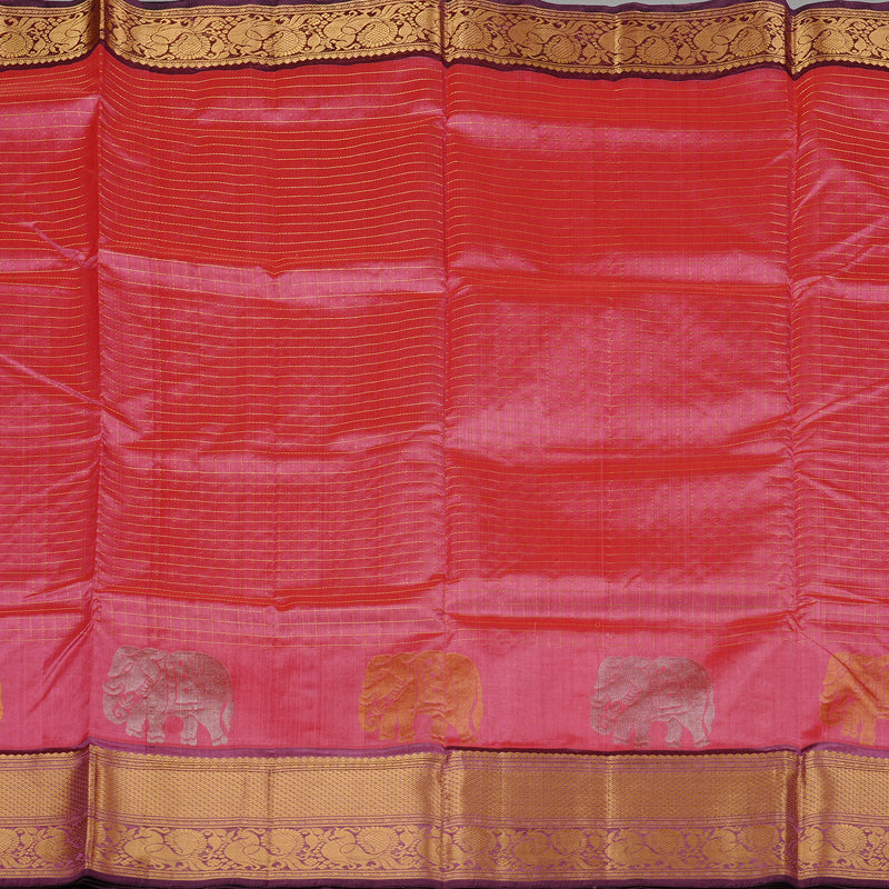 Hayagrivas Handloom Pure Silk Cotton Saree in Alluring Peach Pink KBE61D9-9