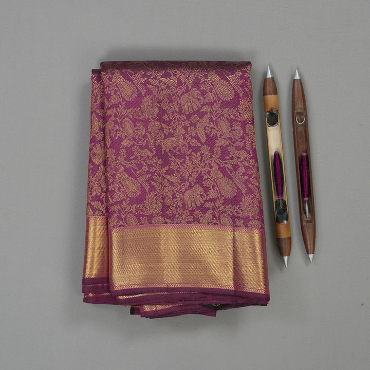 Hayagrivas Handloom Pure Kanjivaram Silk Saree in Lively Dark Purple KBE626F7-1
