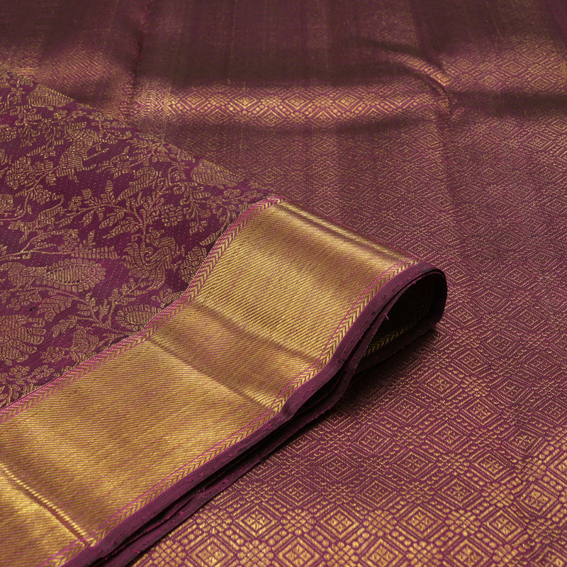 Hayagrivas Handloom Pure Kanjivaram Silk Saree in Lively Dark Purple KBE626F7-1