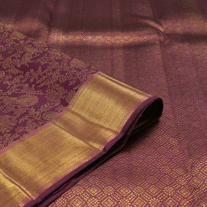 Hayagrivas Handloom Pure Kanjivaram Silk Saree in Lively Dark Purple KBE626F7-1
