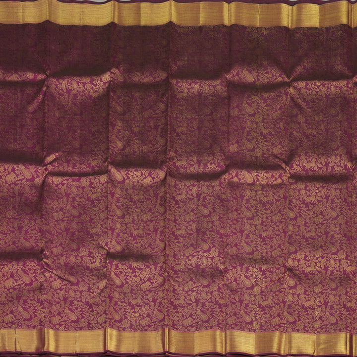 Hayagrivas Handloom Pure Kanjivaram Silk Saree in Lively Dark Purple KBE626F7-1