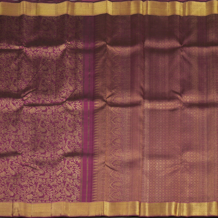 Hayagrivas Handloom Pure Kanjivaram Silk Saree in Lively Dark Purple KBE626F7-1