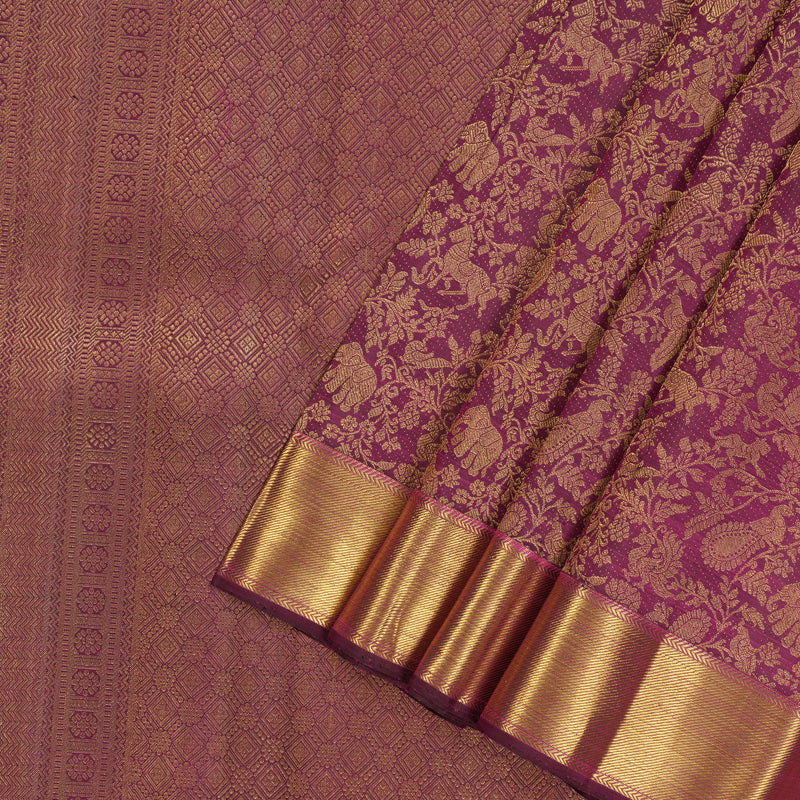Hayagrivas Handloom Pure Kanjivaram Silk Saree in Lively Dark Purple KBE626F7-1