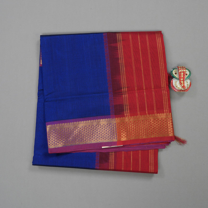 Hayagrivas Handloom Pure Silk Cotton Saree in Ms Blue with Red KBE629F2-5