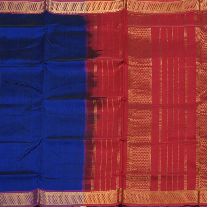 Hayagrivas Handloom Pure Silk Cotton Saree in Ms Blue with Red KBE629F2-5