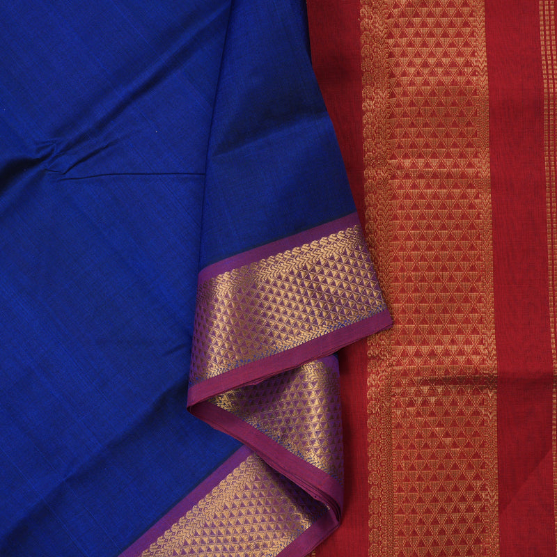 Hayagrivas Handloom Pure Silk Cotton Saree in Ms Blue with Red KBE629F2-5