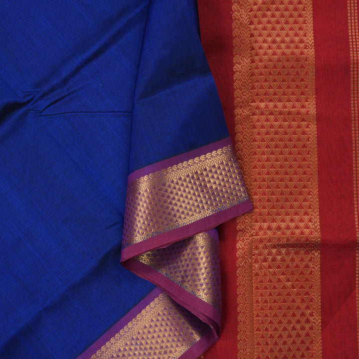 Hayagrivas Handloom Pure Silk Cotton Saree in Ms Blue with Red KBE629F2-5