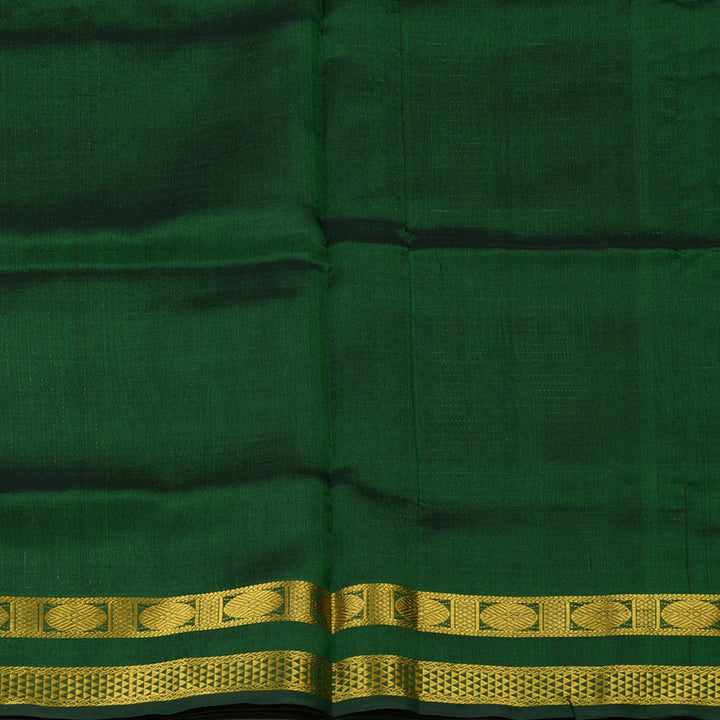 Hayagrivas Handloom Pure Silk Cotton Saree in Bottle Green Jari Kattam KBE629F8-2