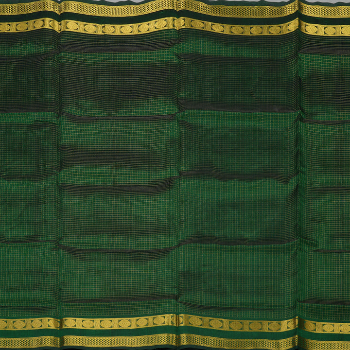 Hayagrivas Handloom Pure Silk Cotton Saree in Bottle Green Jari Kattam KBE629F8-2