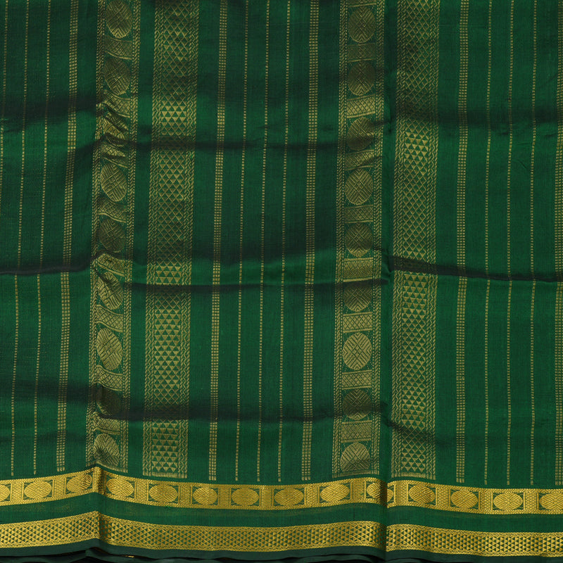 Hayagrivas Handloom Pure Silk Cotton Saree in Bottle Green Jari Kattam KBE629F8-2