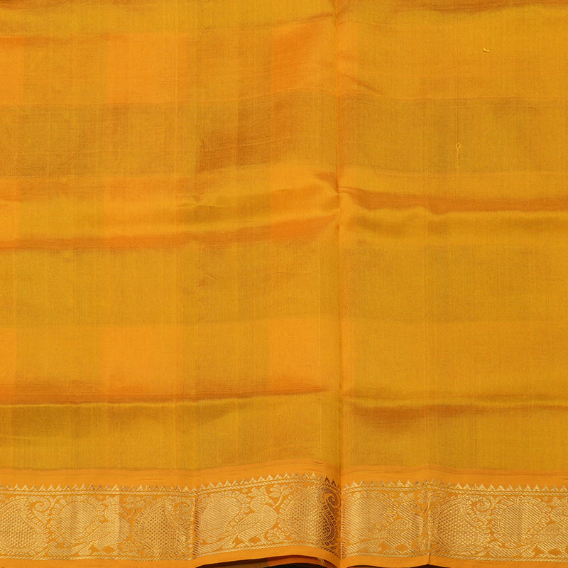 Hayagrivas Handloom Silk Cotton Saree in Multicolour Checks with Mango Yellow KBE629F9-1