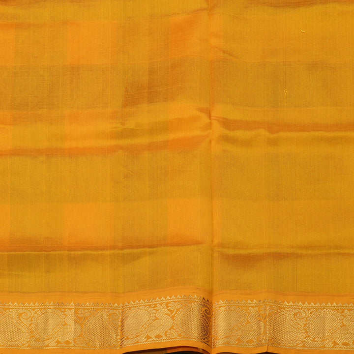 Hayagrivas Handloom Silk Cotton Saree in Multicolour Checks with Mango Yellow KBE629F9-1