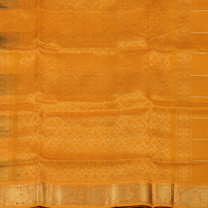 Hayagrivas Handloom Silk Cotton Saree in Multicolour Checks with Mango Yellow KBE629F9-1