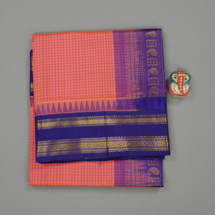 Hayagrivas Handloom Pure Silk Cotton Saree in Calming Peach Pink KBE62D11-2