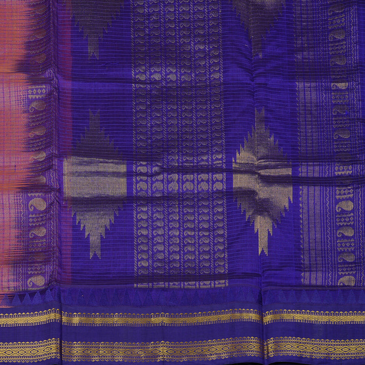 Hayagrivas Handloom Pure Silk Cotton Saree in Calming Peach Pink KBE62D11-2
