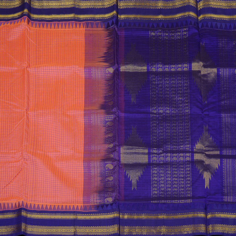 Hayagrivas Handloom Pure Silk Cotton Saree in Calming Peach Pink KBE62D11-2