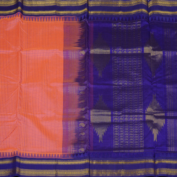 Hayagrivas Handloom Pure Silk Cotton Saree in Calming Peach Pink KBE62D11-2