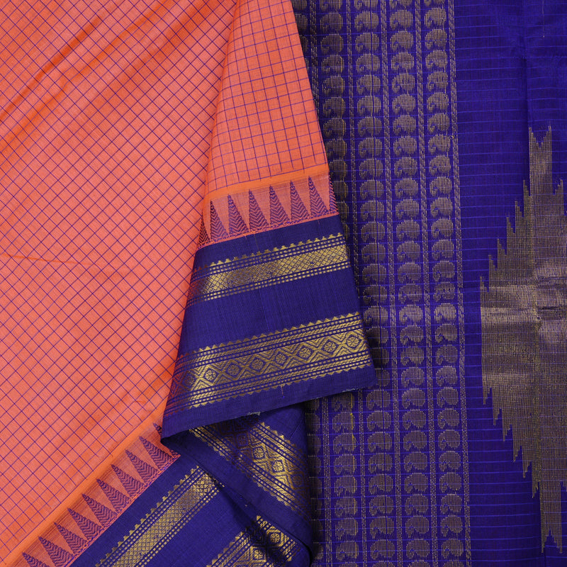 Hayagrivas Handloom Pure Silk Cotton Saree in Calming Peach Pink KBE62D11-2
