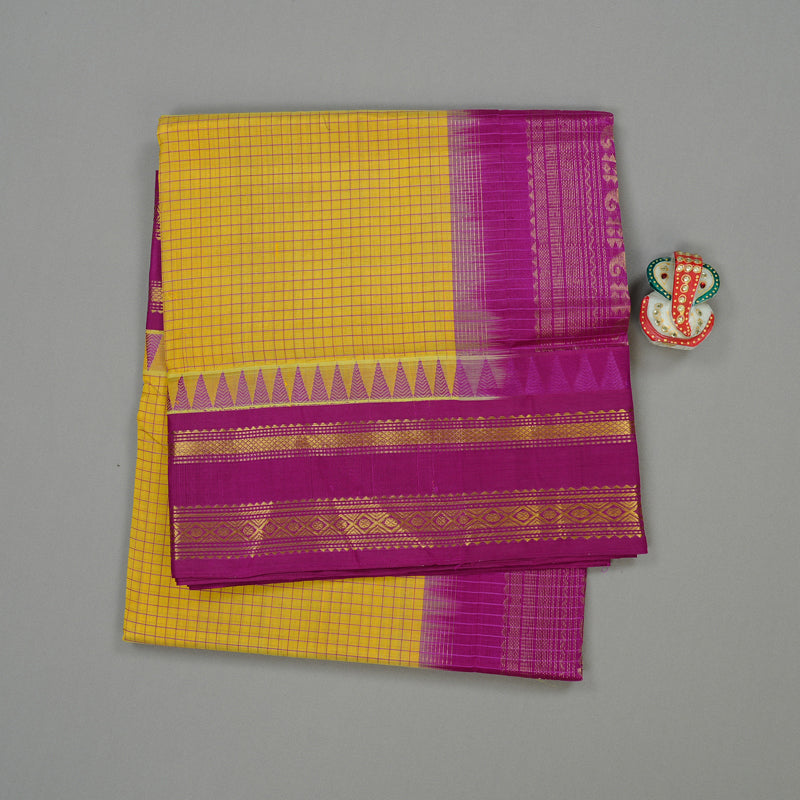 Hayagrivas Handloom Korvai Silk Cotton Saree in Radiant Lemon Yellow KBE62D11-4
