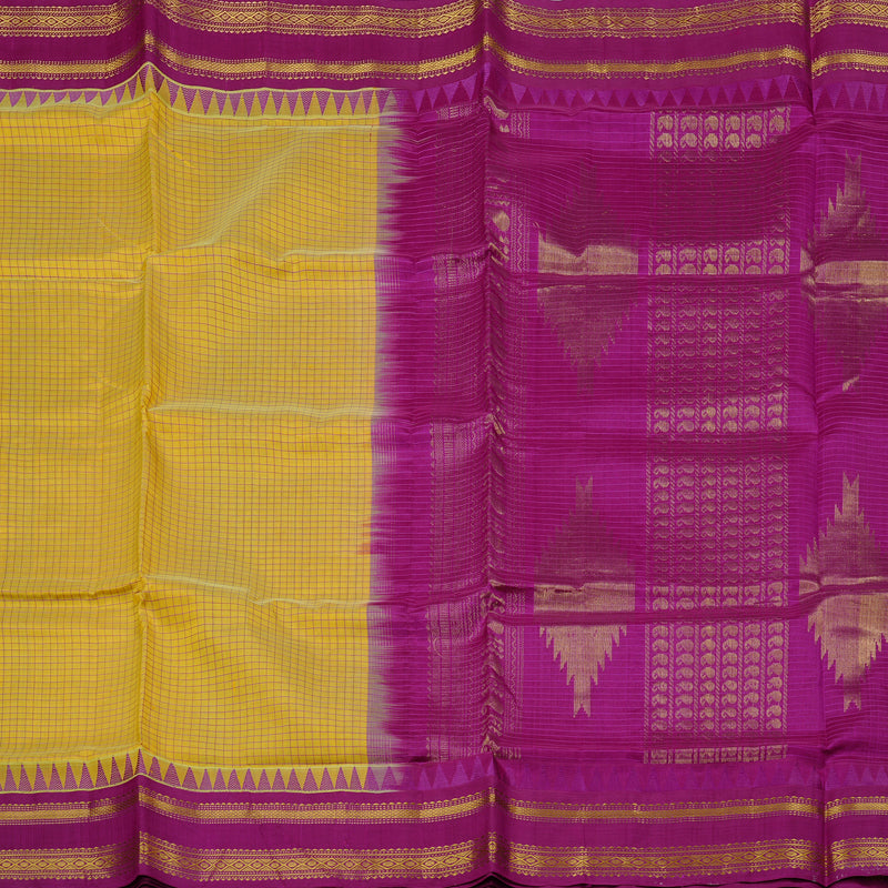 Hayagrivas Handloom Korvai Silk Cotton Saree in Radiant Lemon Yellow KBE62D11-4