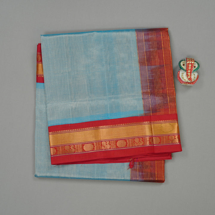 Hayagrivas Handloom Pure Silk Cotton Saree in Irresistible Sky Blue KBE62D3-2