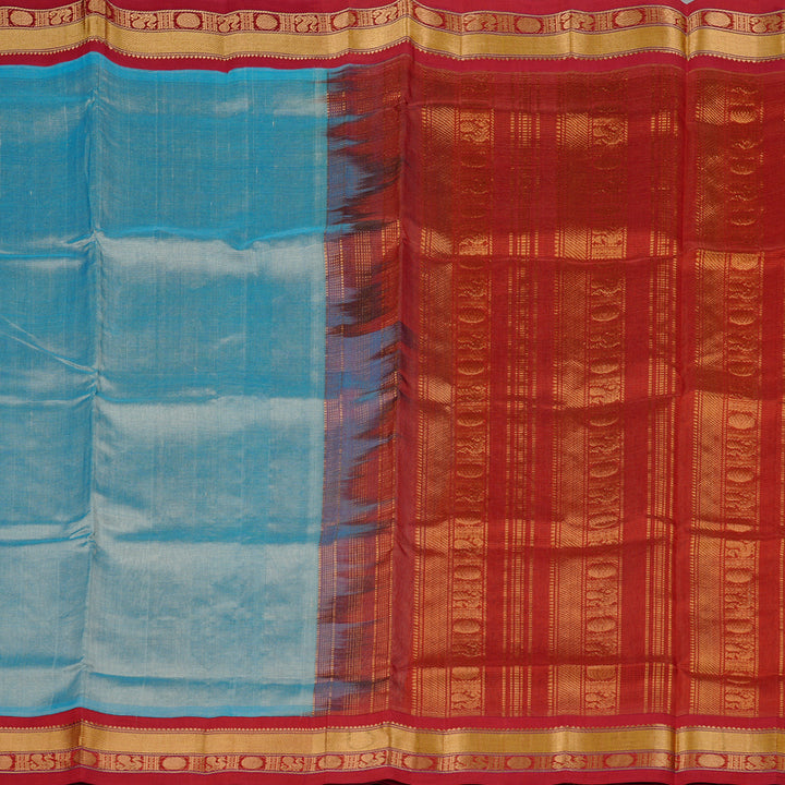 Hayagrivas Handloom Pure Silk Cotton Saree in Irresistible Sky Blue KBE62D3-2