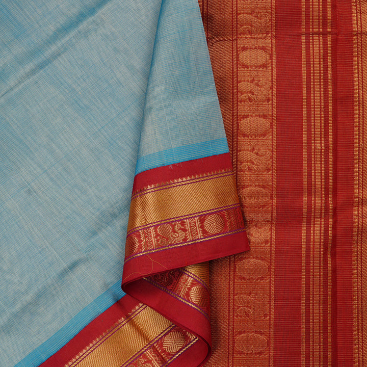 Hayagrivas Handloom Pure Silk Cotton Saree in Irresistible Sky Blue KBE62D3-2