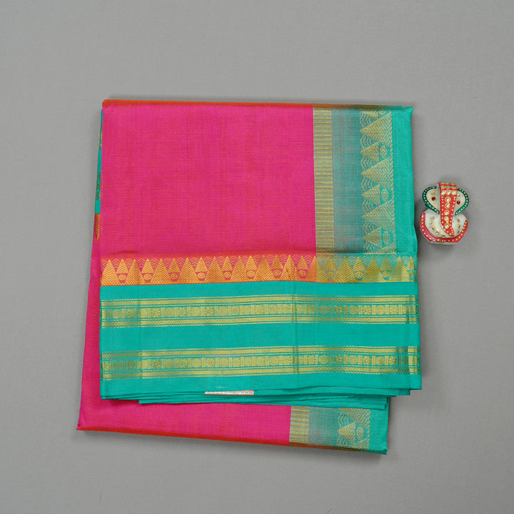 Hayagrivas Handloom Korvai Silk Cotton Sarees in Vibrant Orangish Pink KBE62D3-3
