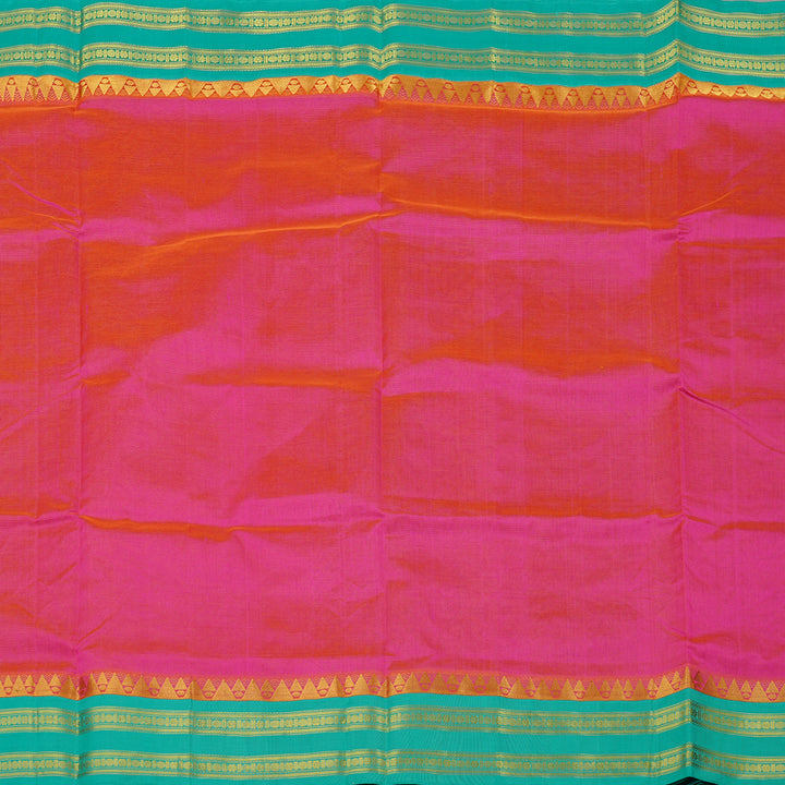 Hayagrivas Handloom Korvai Silk Cotton Sarees in Vibrant Orangish Pink KBE62D3-3