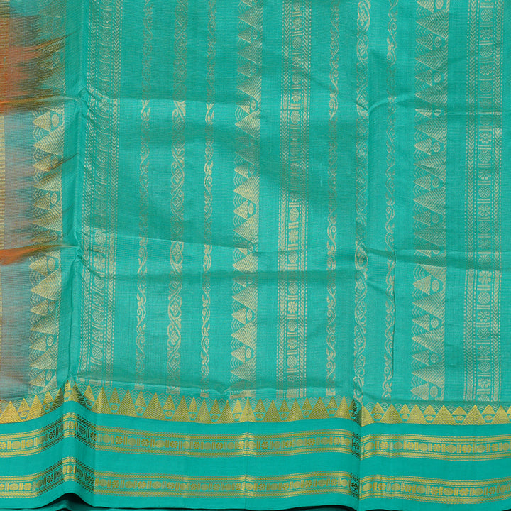 Hayagrivas Handloom Korvai Silk Cotton Sarees in Vibrant Orangish Pink KBE62D3-3