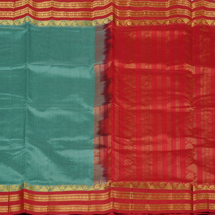 Hayagrivas Handloom Silk Cotton Sarees in Tranquil Sea Blue KBE62D4-7