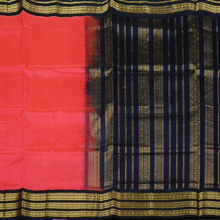 Hayagrivas Handloom Korvai Silk Cotton Sarees in Gorgeous Peach Pink KBE62D4-9