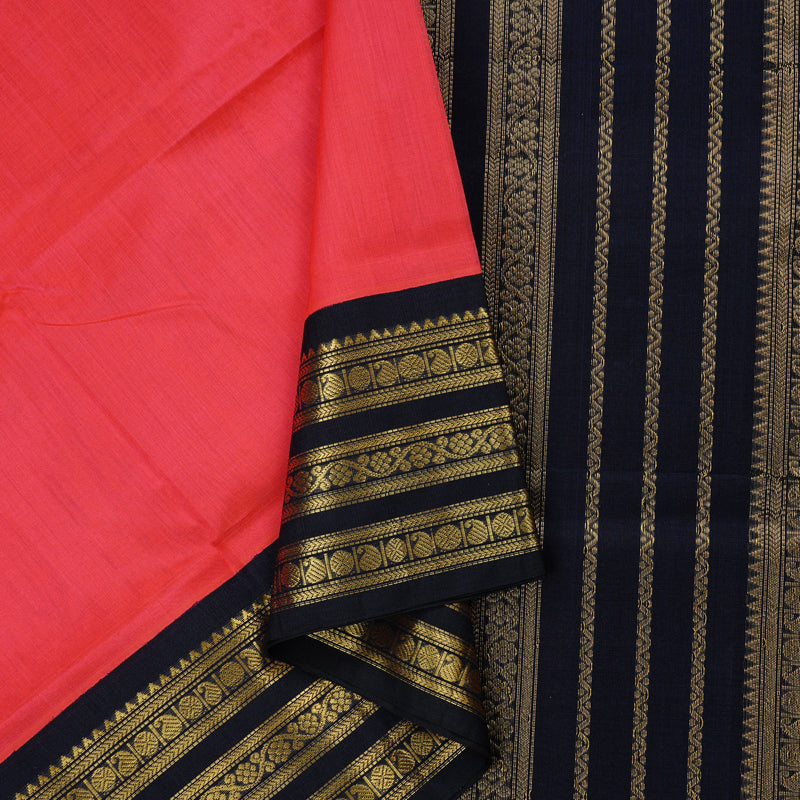 Hayagrivas Handloom Korvai Silk Cotton Sarees in Gorgeous Peach Pink KBE62D4-9