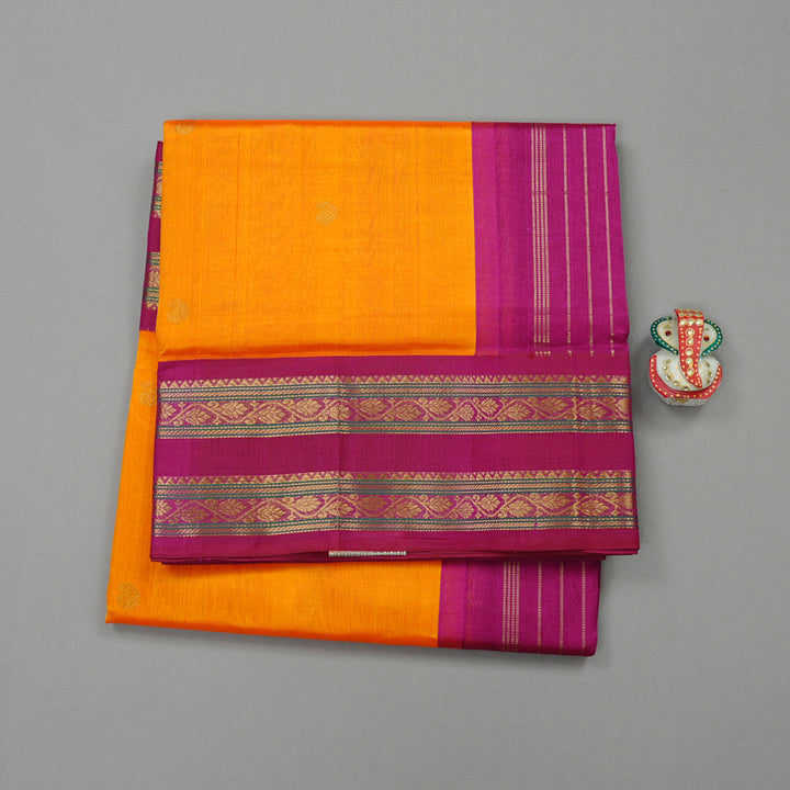 Hayagrivas Handloom Korvai Silk Cotton Sarees in Opulent Mango Yellow KBE62D7-7