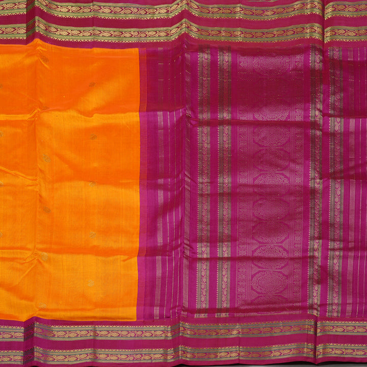 Hayagrivas Handloom Korvai Silk Cotton Sarees in Opulent Mango Yellow KBE62D7-7