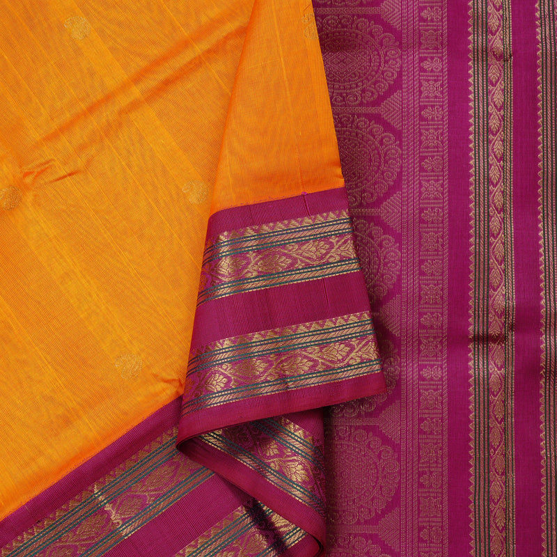 Hayagrivas Handloom Korvai Silk Cotton Sarees in Opulent Mango Yellow KBE62D7-7