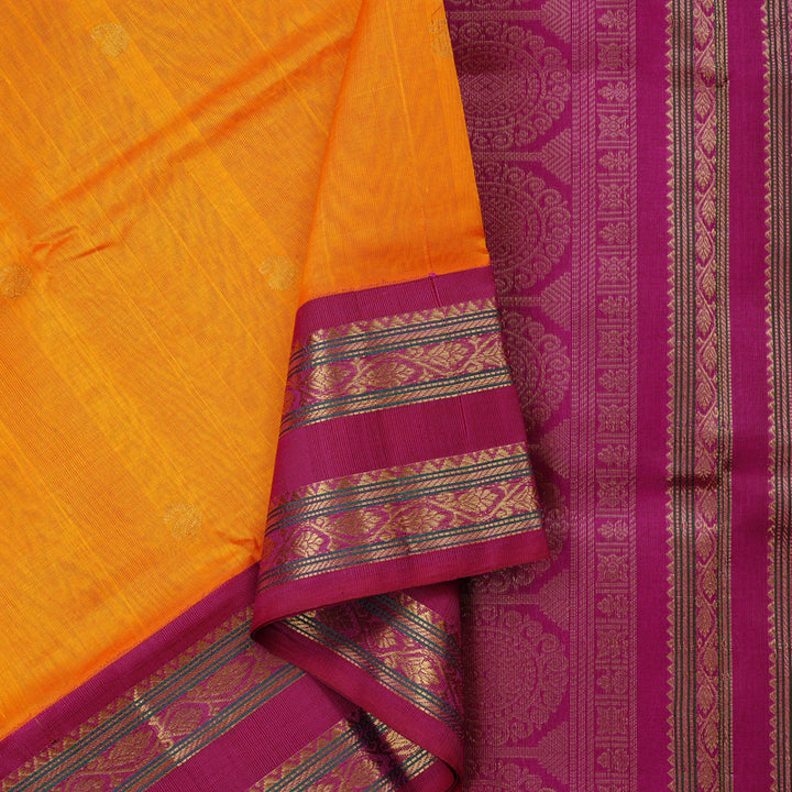 Hayagrivas Handloom Korvai Silk Cotton Sarees in Opulent Mango Yellow KBE62D7-7