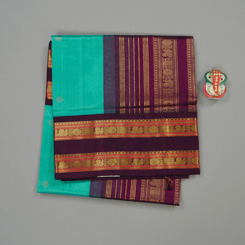 Hayagrivas Handloom Silk Cotton Saree in Classy Sea Blue KBE62D7-8