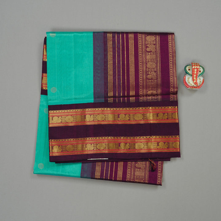 Hayagrivas Handloom Silk Cotton Saree in Classy Sea Blue KBE62D7-8