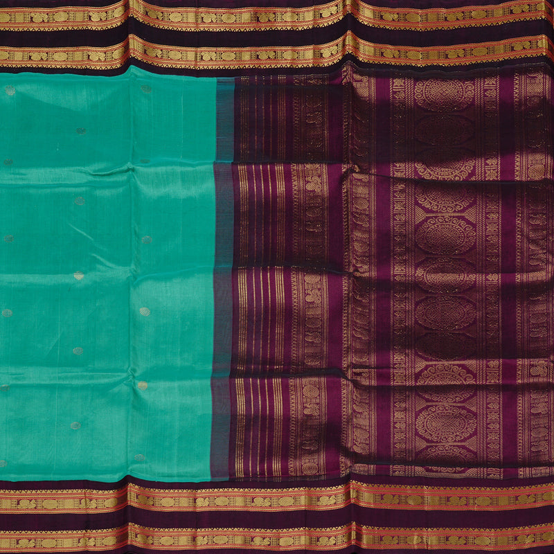 Hayagrivas Handloom Silk Cotton Saree in Classy Sea Blue KBE62D7-8