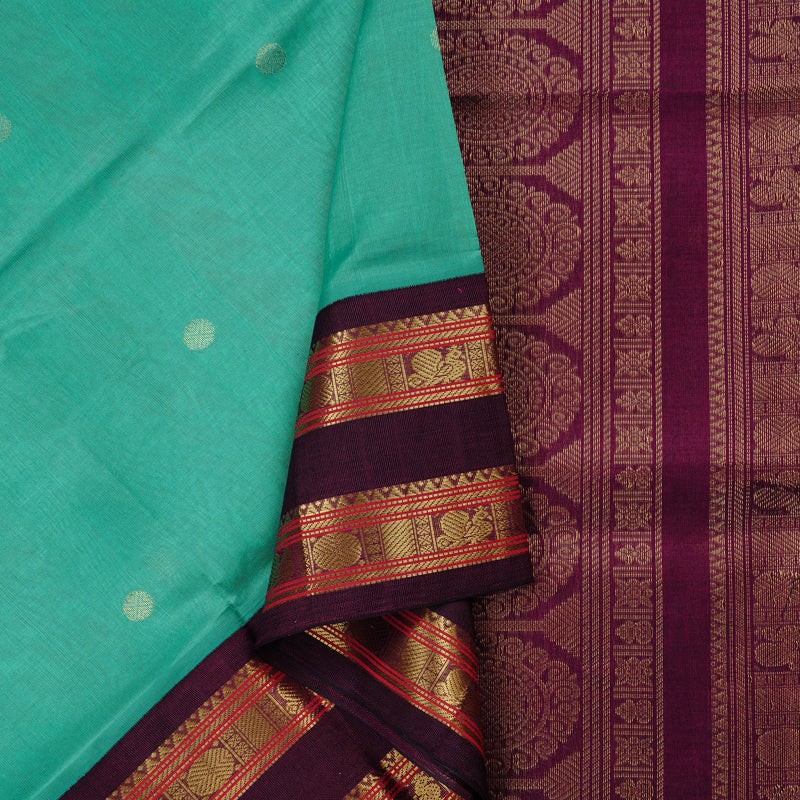 Hayagrivas Handloom Silk Cotton Saree in Classy Sea Blue KBE62D7-8