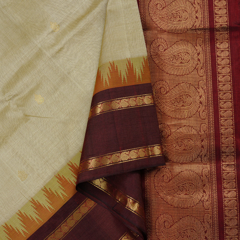 Hayagrivas Handloom Korvai Silk Cotton Saree in Soothing Sandal Beige KBE62D8-2