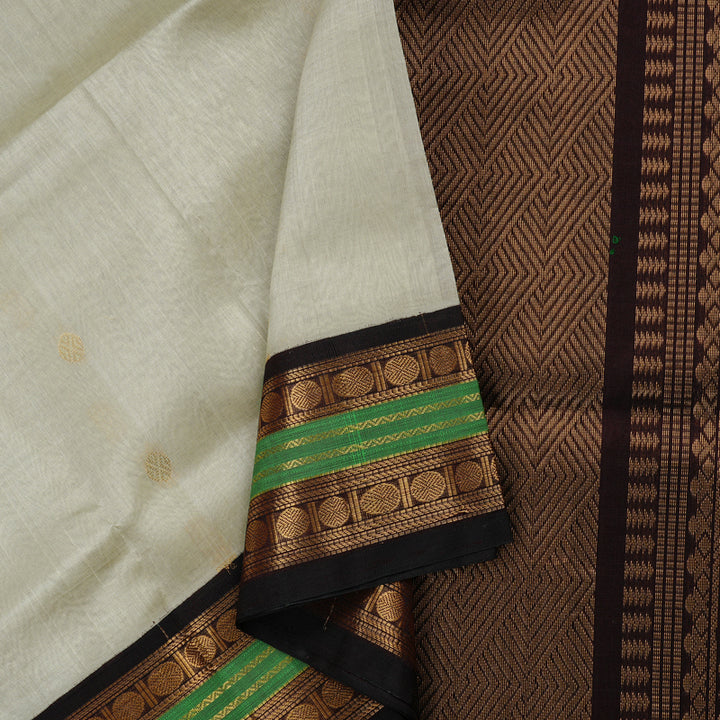 Hayagrivas Handloom Pure Silk Cotton Saree in Understated Beige KBE62D9-1