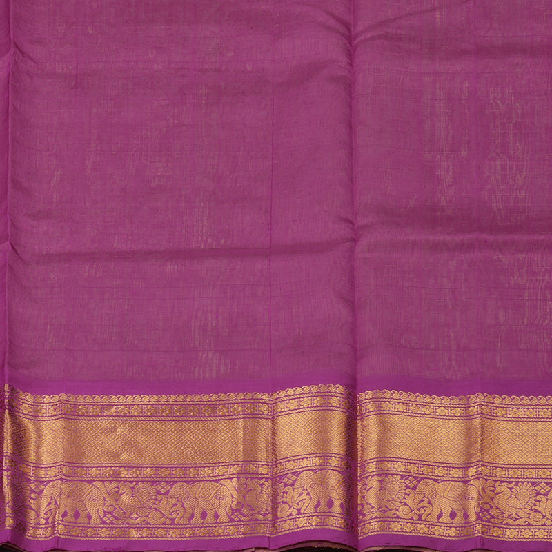 Hayagrivas Handloom Pure Silk Cotton Saree in Lemon Green with Purple KBE630F1-2