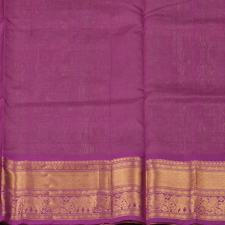 Hayagrivas Handloom Pure Silk Cotton Saree in Lemon Green with Purple KBE630F1-2