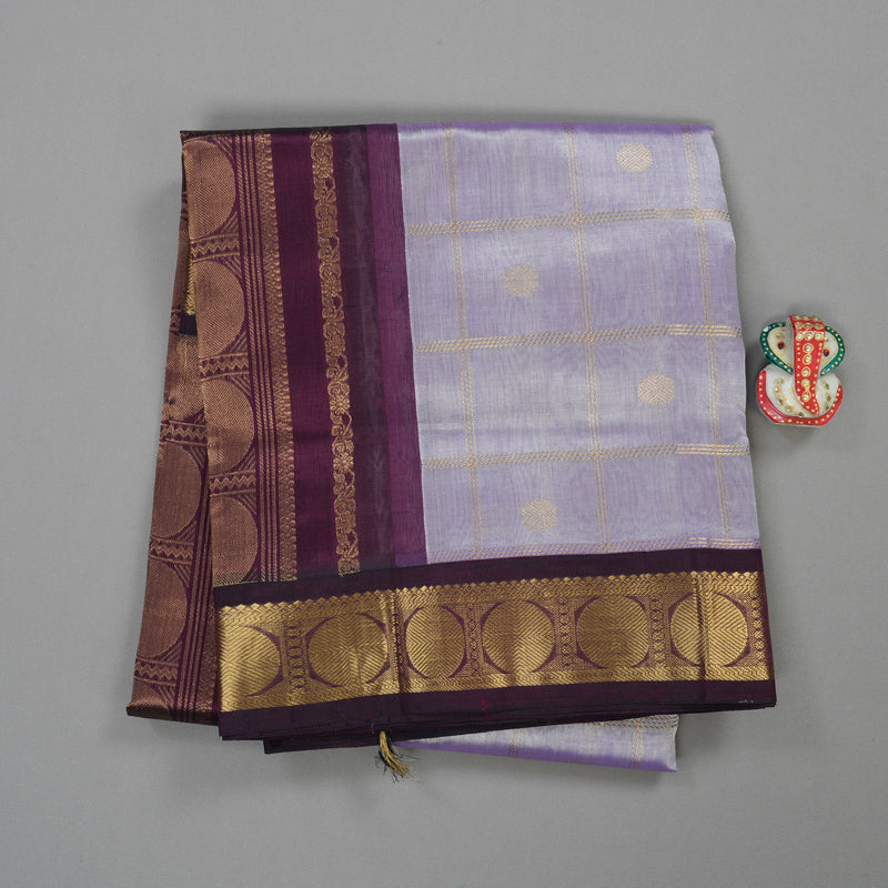 Hayagrivas Handloom Pure Silk Cotton Saree in Lilac with Deep Purple KBE631F2-5