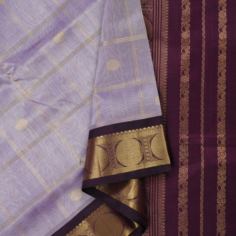 Hayagrivas Handloom Pure Silk Cotton Saree in Lilac with Deep Purple KBE631F2-5